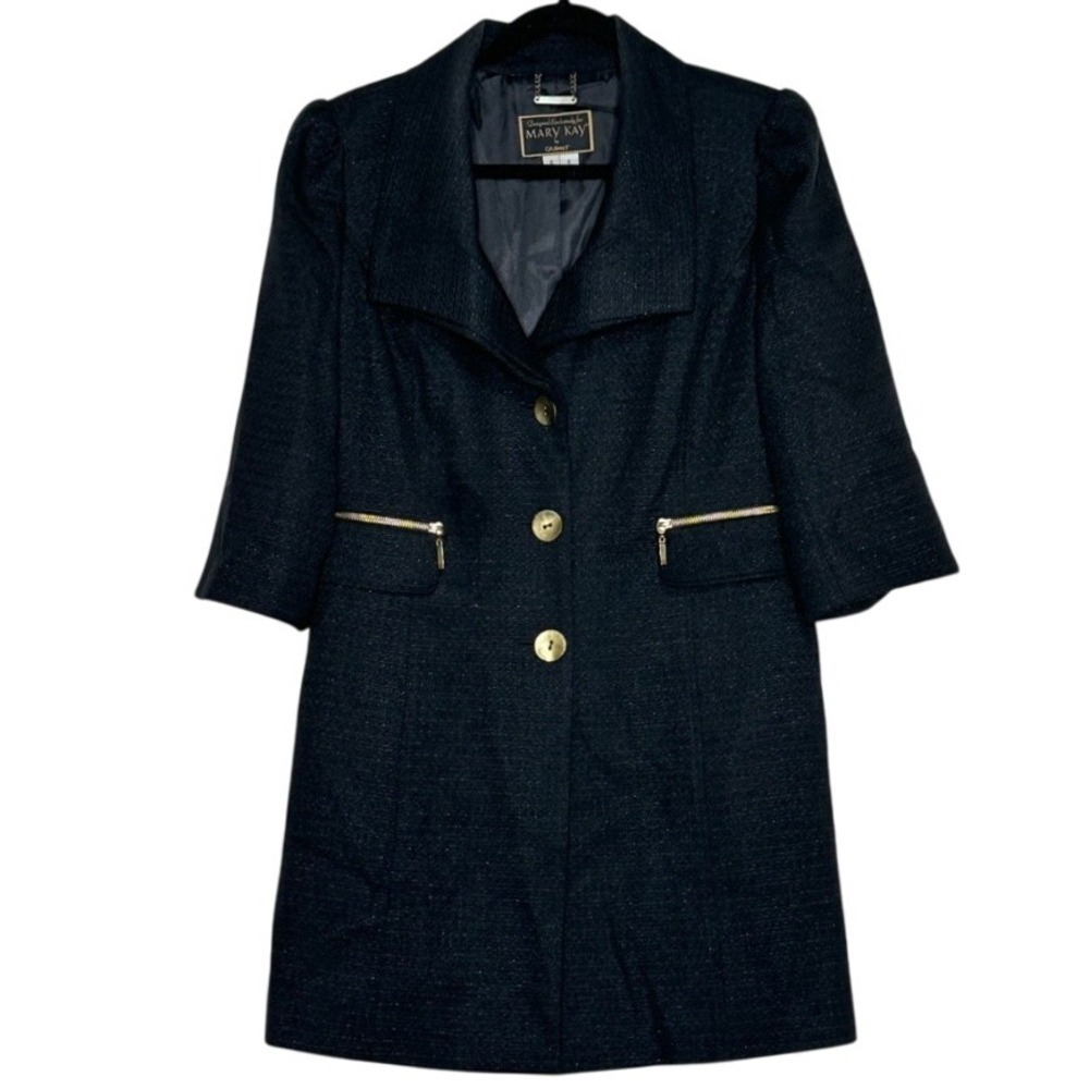 Mary Kay Coat Jacket Gold Accent Career Wear Business Casual Black Size 6